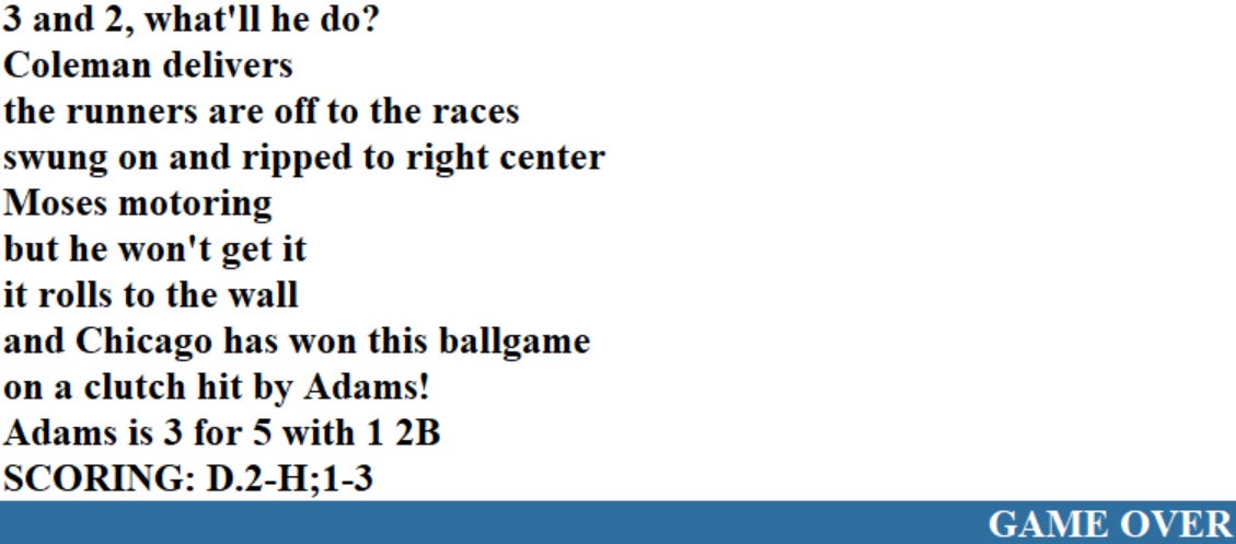 Diamond Mind Baseball Play By Play