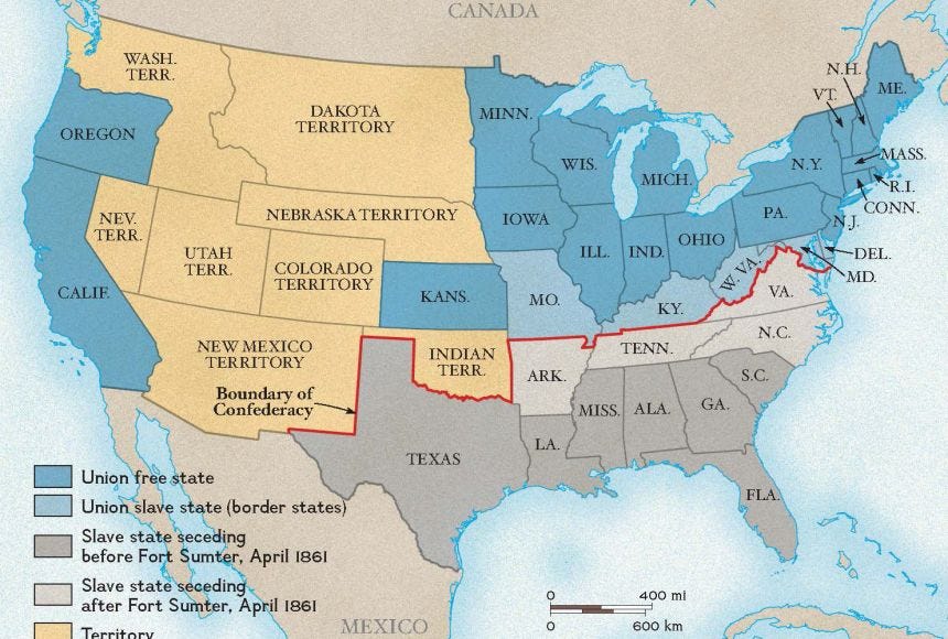 Boundary Between the United States and the Confederacy