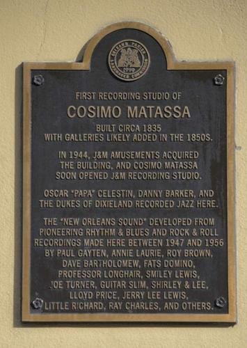 Historic marker at 838–840 N Rampart Street in New Orleans for the J&M Recording Studio