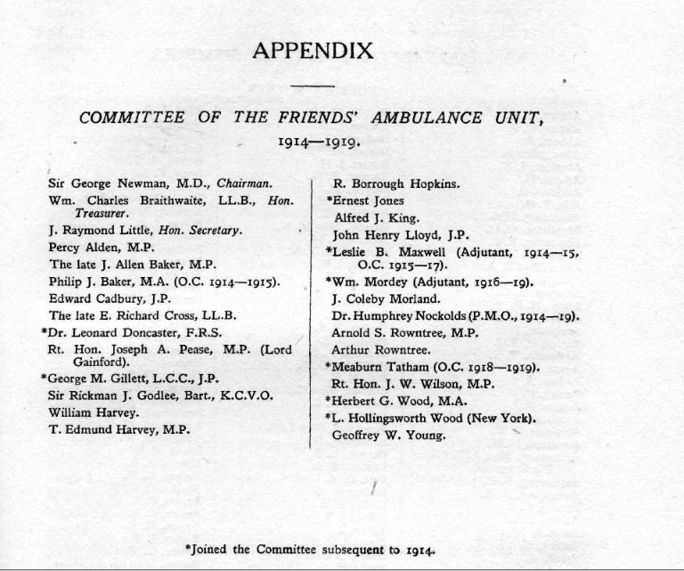 Members of the Committee of the Friends' Ambulance Unit