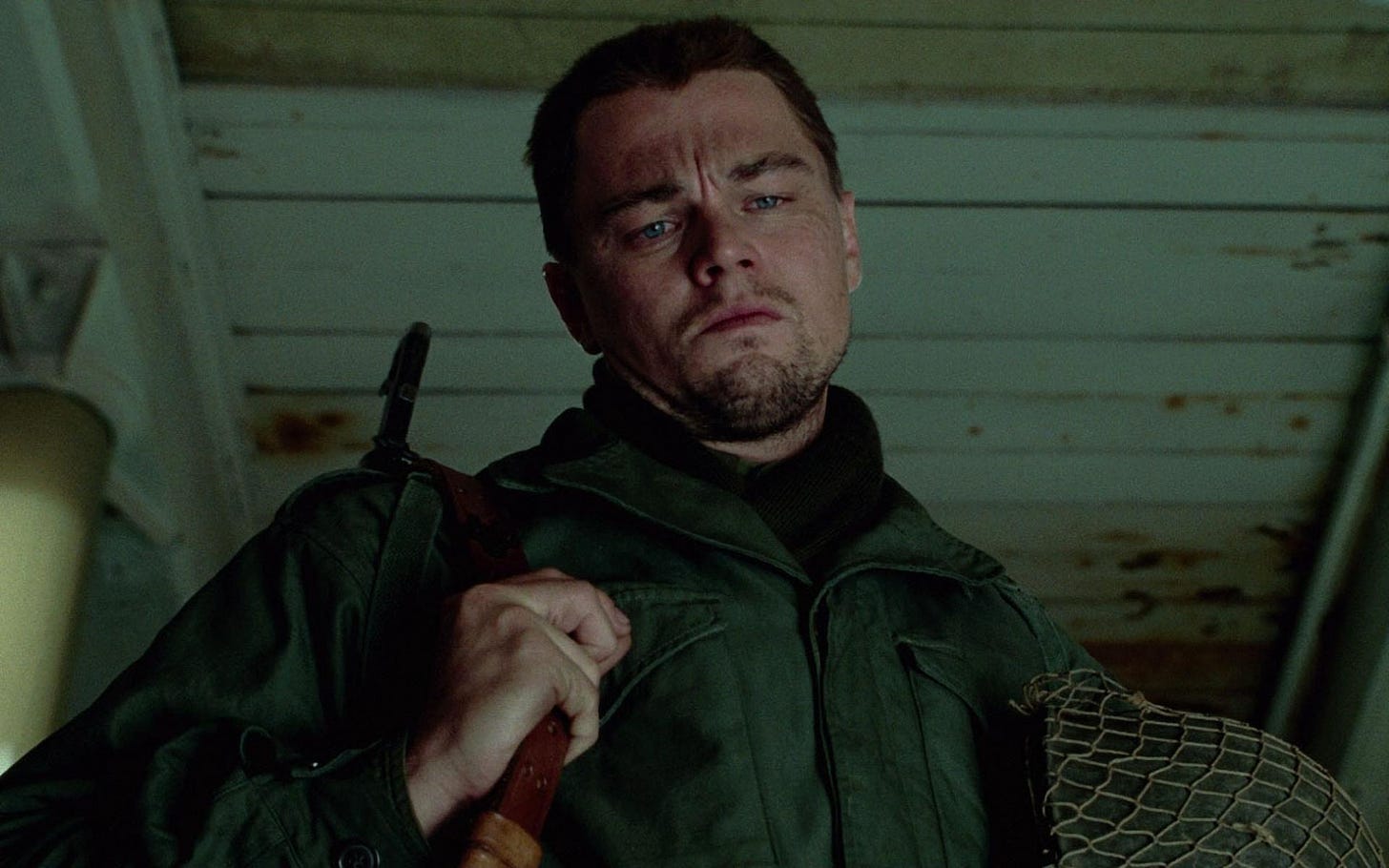 Leonardo DiCaprio in Shutter Island as a World War II Soldier.