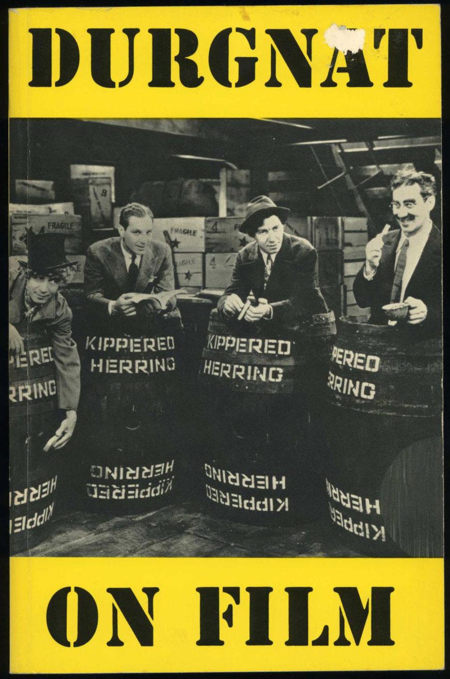 Front cover of Raymond Durgnat on Film, with a still from Marx Brothers Film Duck Soup