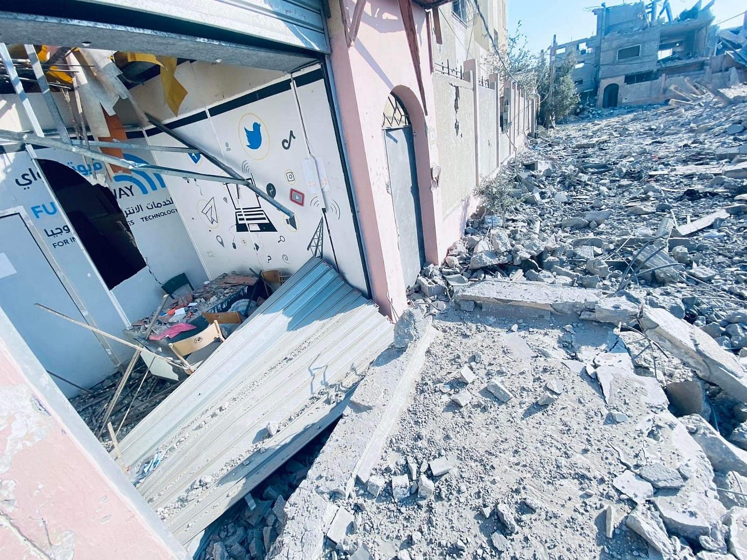 a bombed office