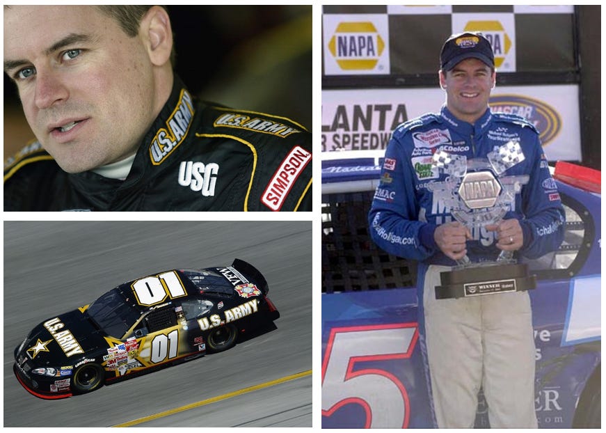 A collage of photos from Jerry Nadeau's NASCAR career.