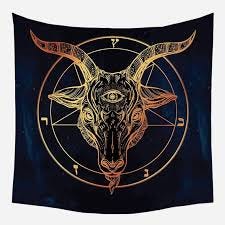 Goat Head Tapestry Third Eye Binary Symbol Pentagram With - Etsy Canada