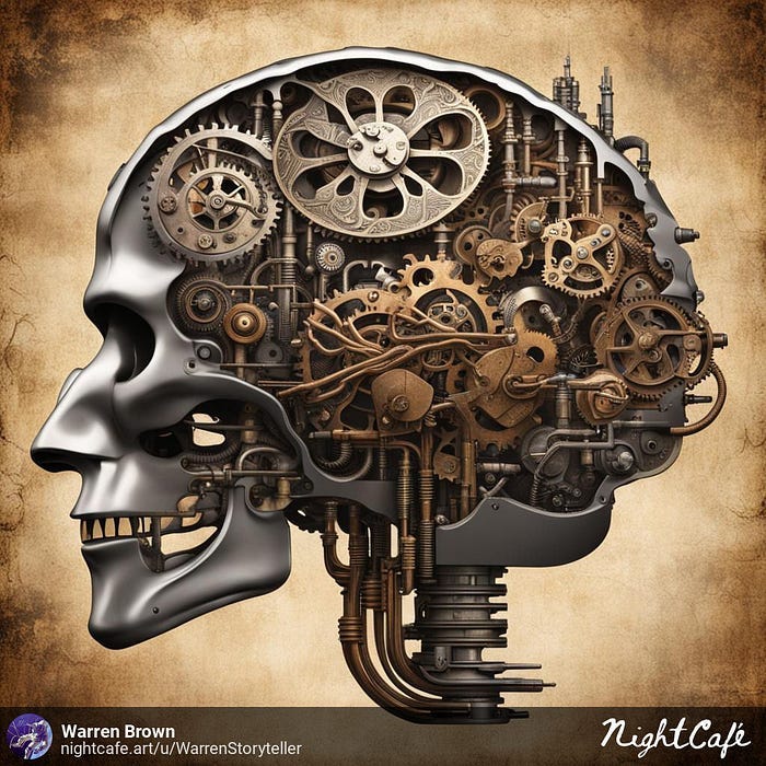 Human mind as a machine- like steampunk