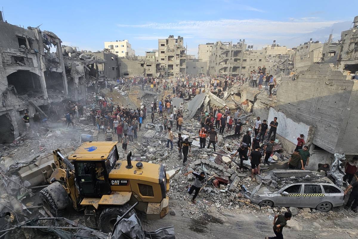 A view from the area after Israeli airstrikes on Jabalia refugee camp in northern Gaza, on October 31, 2023. [Stringer - Anadolu Agency]