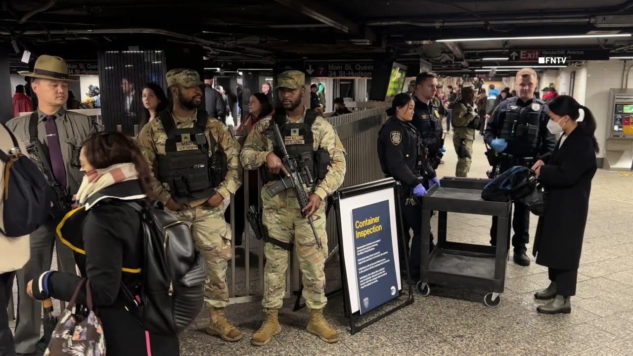 ARMED National Guard and State Police Guard NYC Subways Following Violent  Crime - YouTube