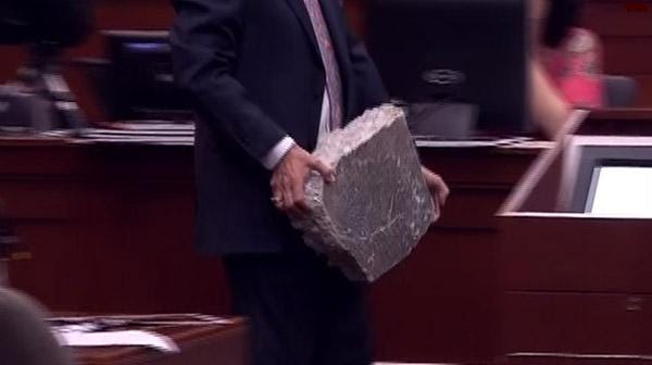 The actual block of cement Trayvon Martin used as a weapon against George Zimmerman