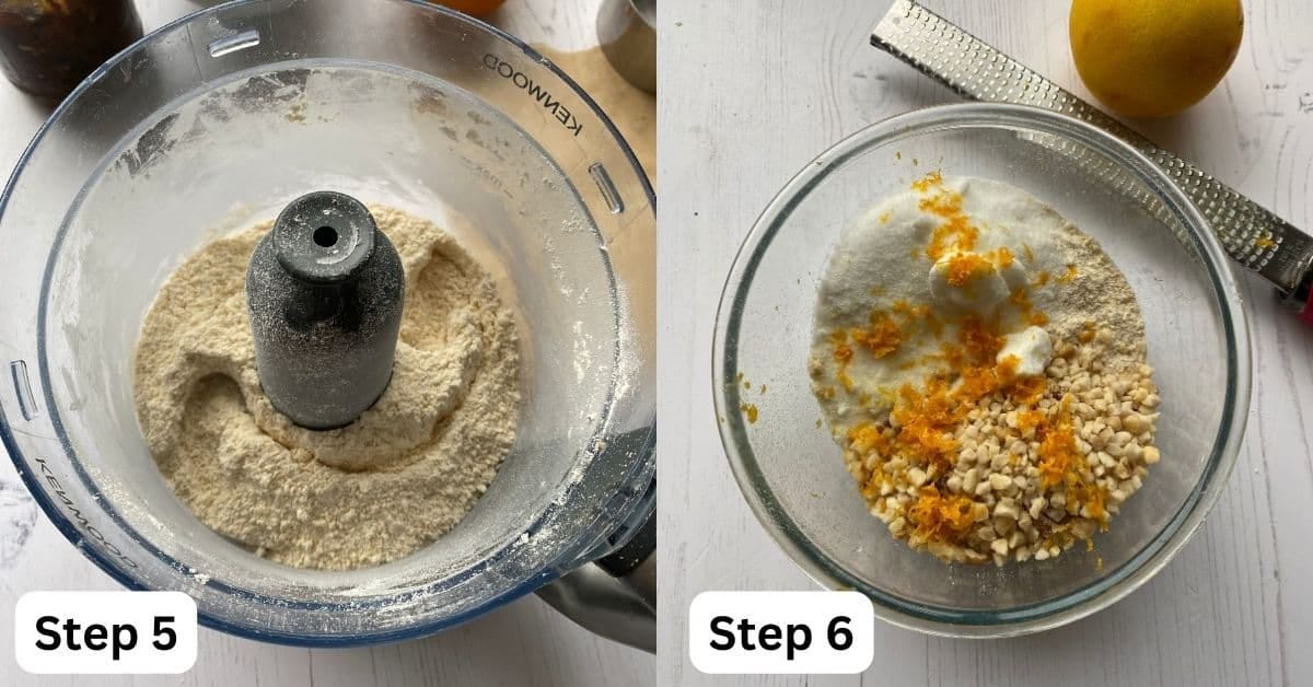 Making the streusel topping in a food processor. 