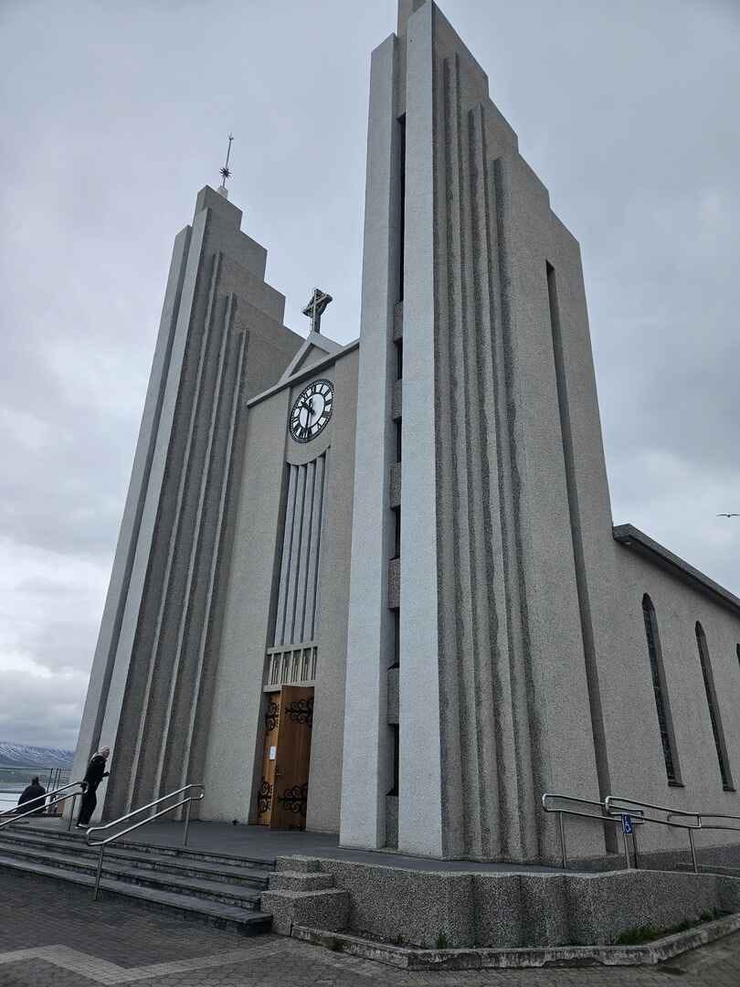 Akureyrarkirkja church sits at one of the higher points in town