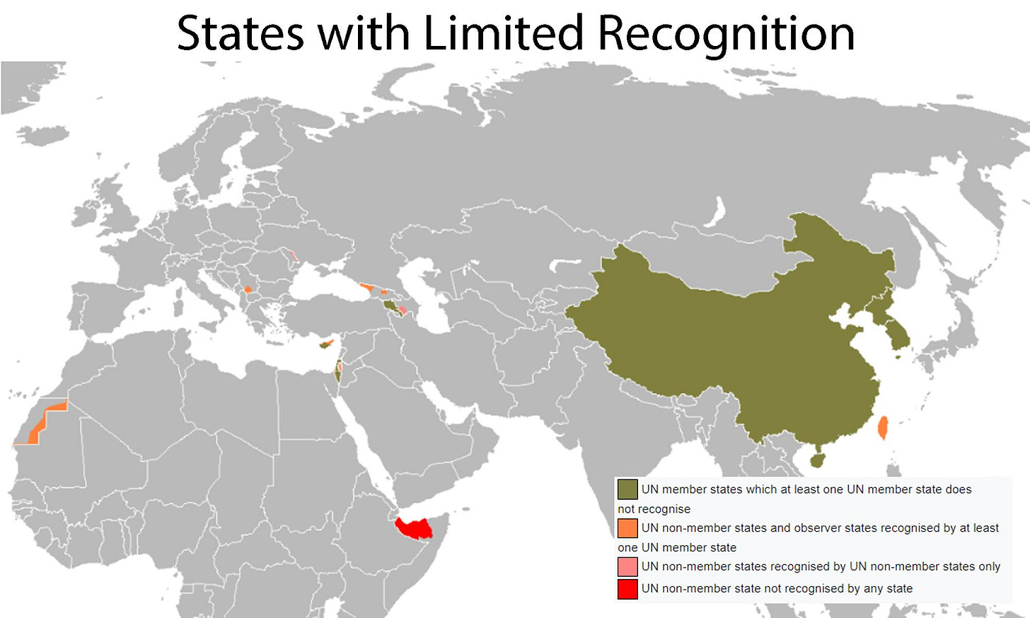 r/MapPorn - Map of States with Limited Recognition [2000 x 1200]