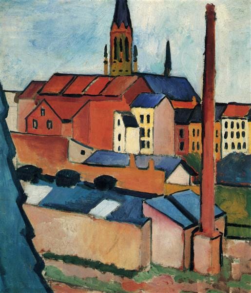 St. Mary's with Houses and Chimney (Bonn), 1911 - August Macke
