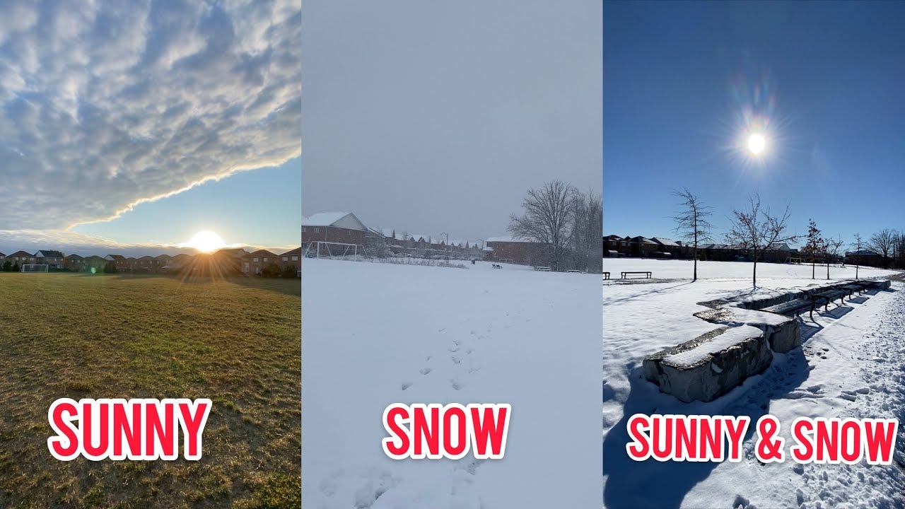 3 Natural Amazing Views | Sunny - Snow - Snow & Sunny All At One Time