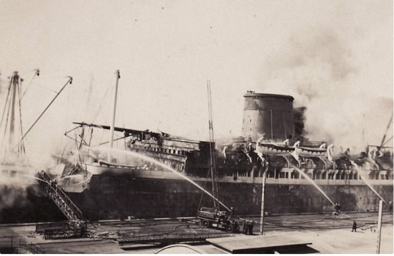 SS Lafayette burning