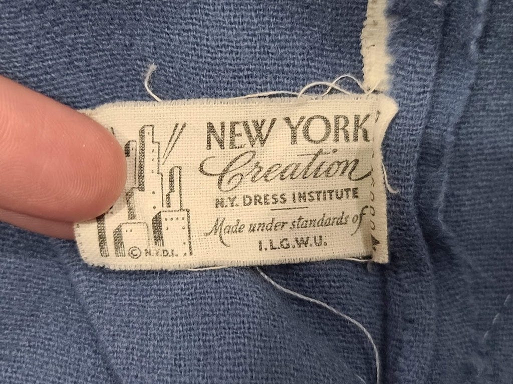 Cornflower Blue Skirt Suit New York Creation Label (B-37" W-27" H-35.5")