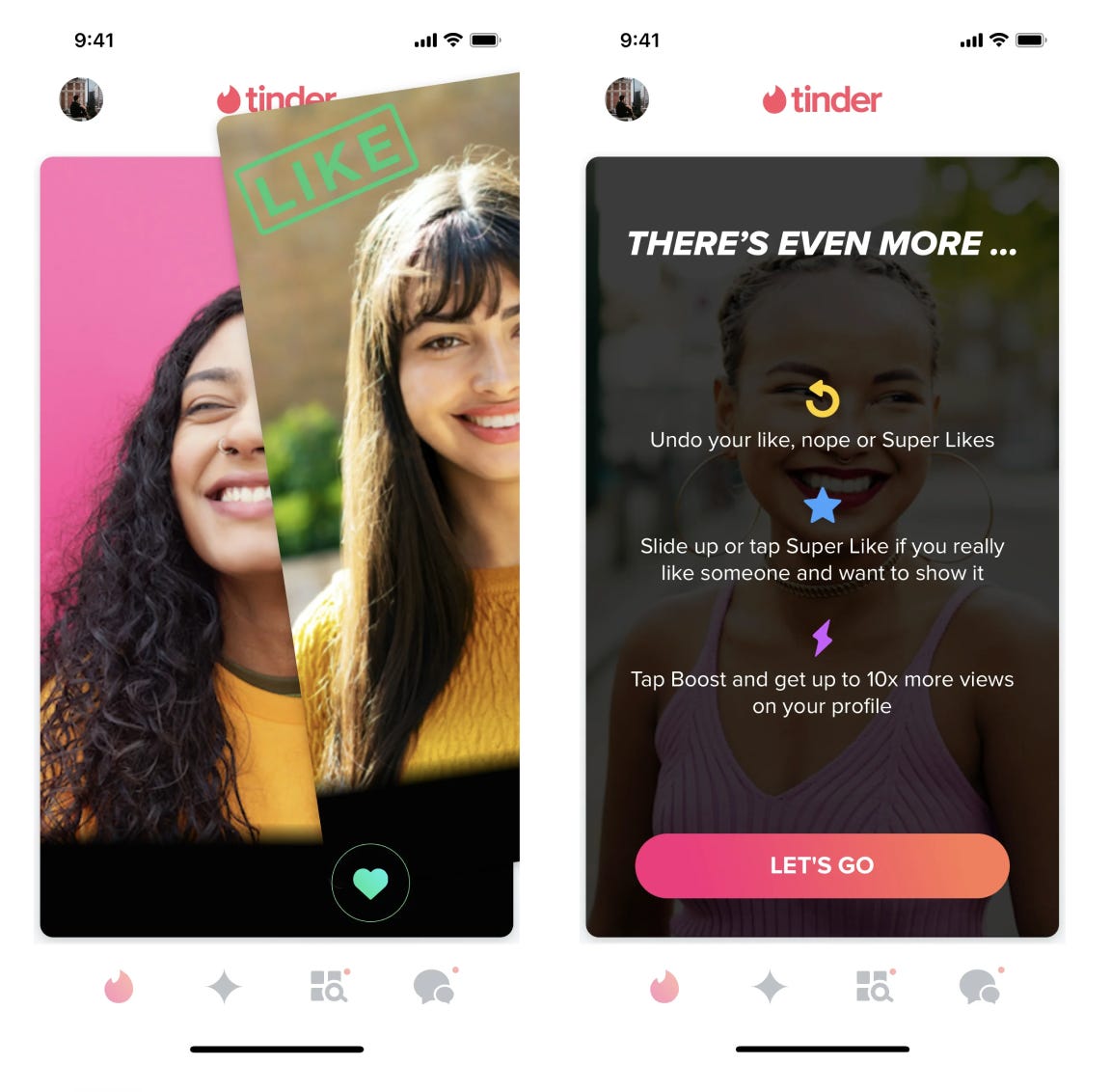 Screenshots of Tinder onboarding