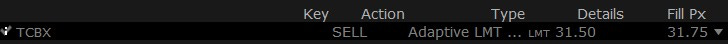 Screenshot of a TCBX stock sell order execution at $31.75 — part of a deep dive from Beating the Tide on why I closed my Third Coast Bancshares position, featuring stock investing strategy and portfolio rotation insights.