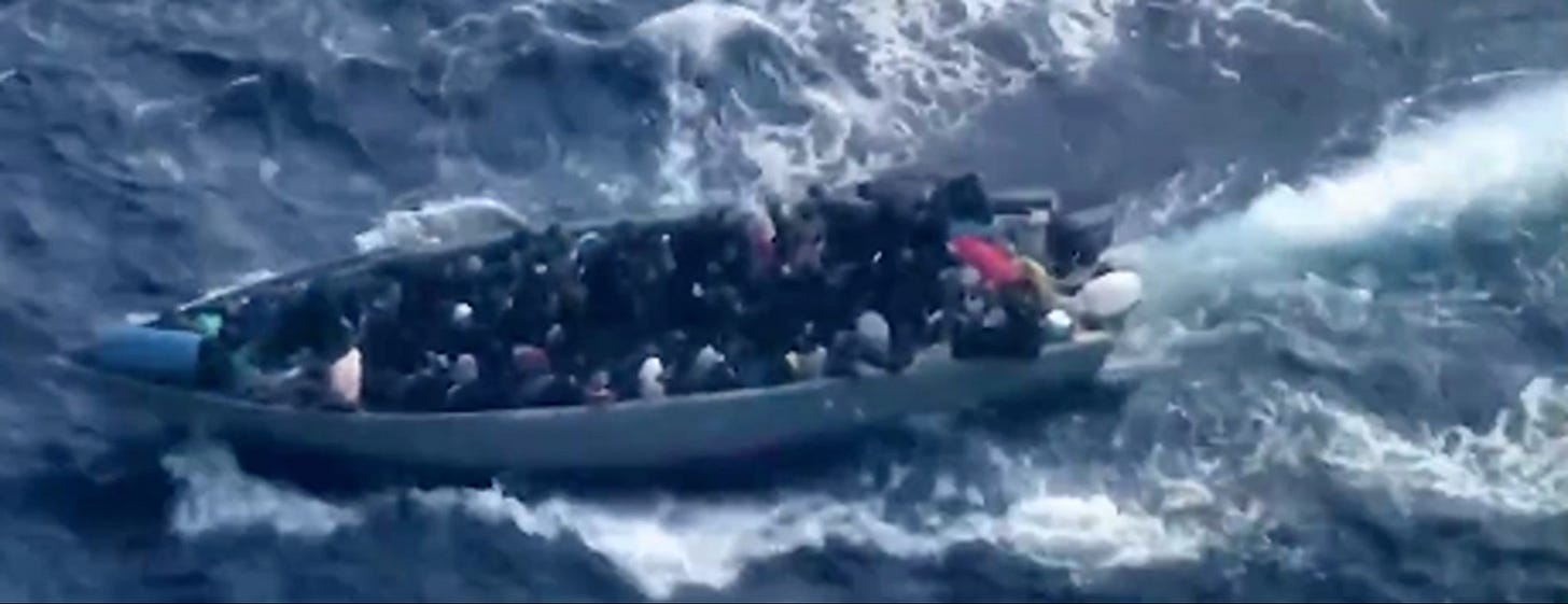 The boat was dangerously overloaded. This human smuggling attempt may well have ended in tragedy had it not been apprehended. The boat was dangerously overloaded. This human smuggling attempt may well have ended in tragedy had it not been apprehended.