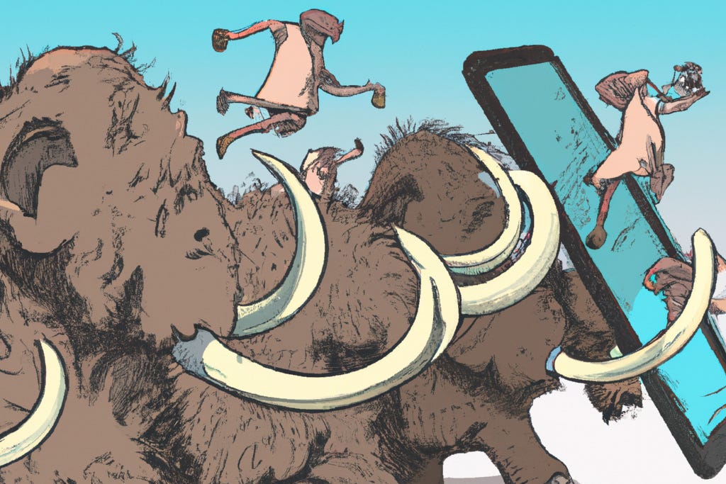 DALL-E image of a herd of Mastodons