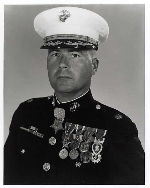 Headshot of Barnum in uniform.  The Medal of Honor hangs around his neck.