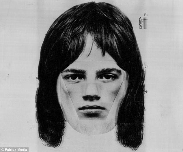 The identikit of a male &nbsp;suspect seen on the grounds of Sydney University on the morning of October 29, 1977