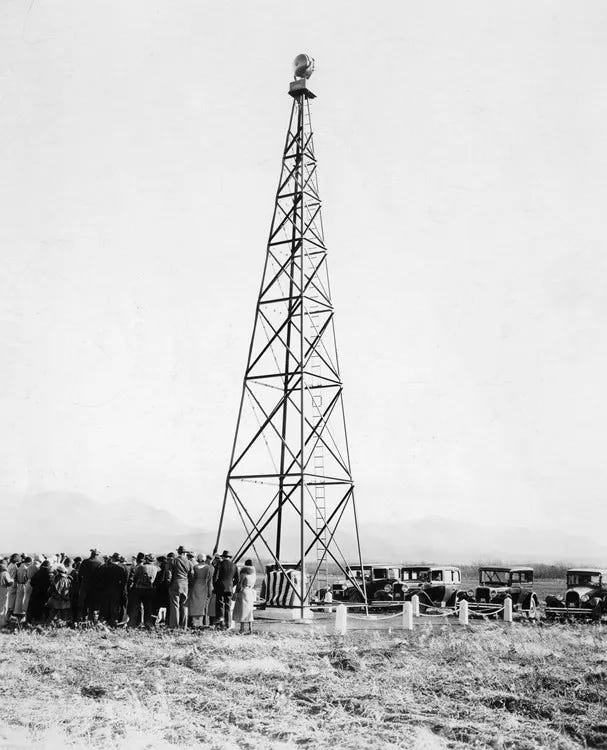 The first rotating beacon tower at Merrill Field in Anchorage, Alaska.