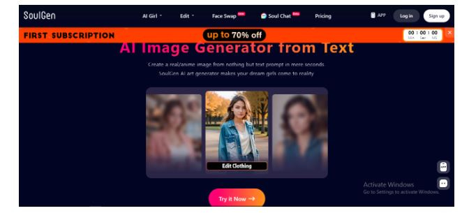 SoulGen AI IMage generator and undress AI software