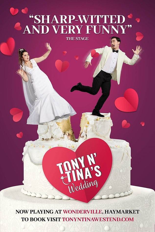 The wedding cake poster for Tony n' Tina's Wedding which was banned by Transport For London bosses