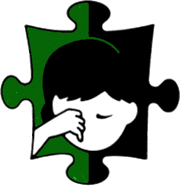 THE original NAS puzzle piece logo featured a green and black puzzle piece with a child CRYING on the front of it.