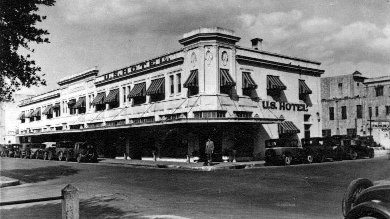 Exterior of U.S. Hotel in 1930s