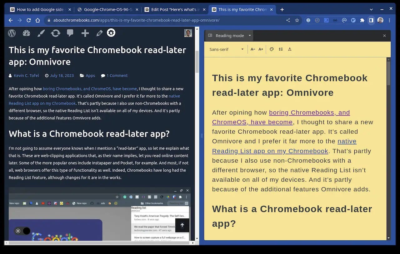 ChromeOS Reading Mode