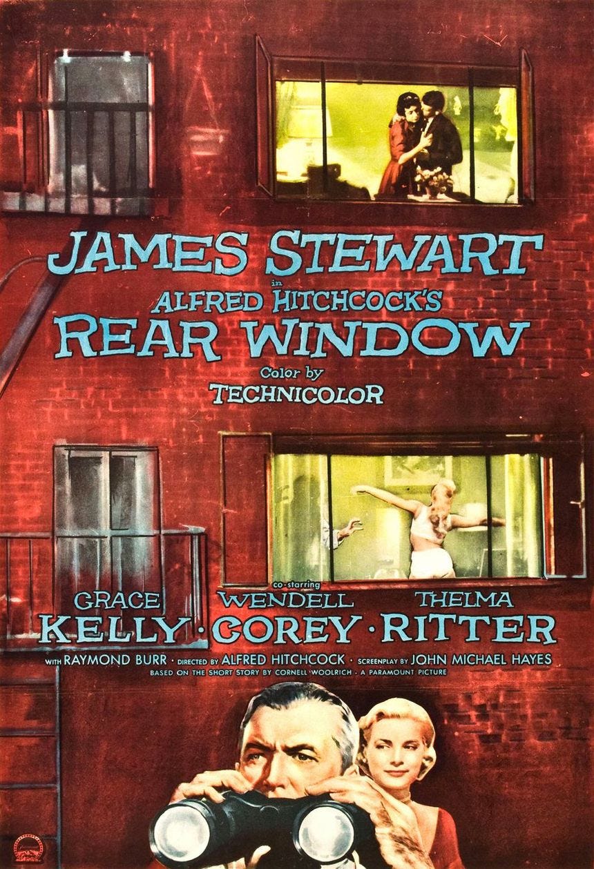 Grace Kelly, James Stewart, and Georgine Darcy in Rear Window (1954)