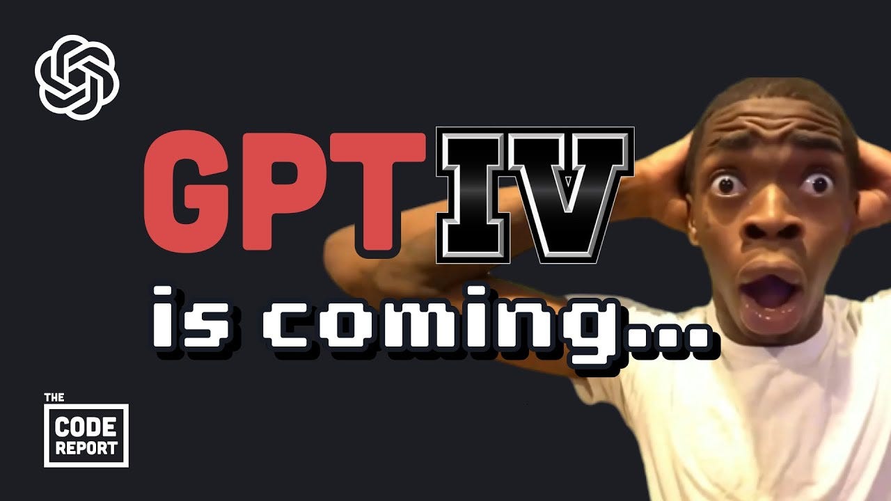 youtube thumbnail saying gpt4 is coming