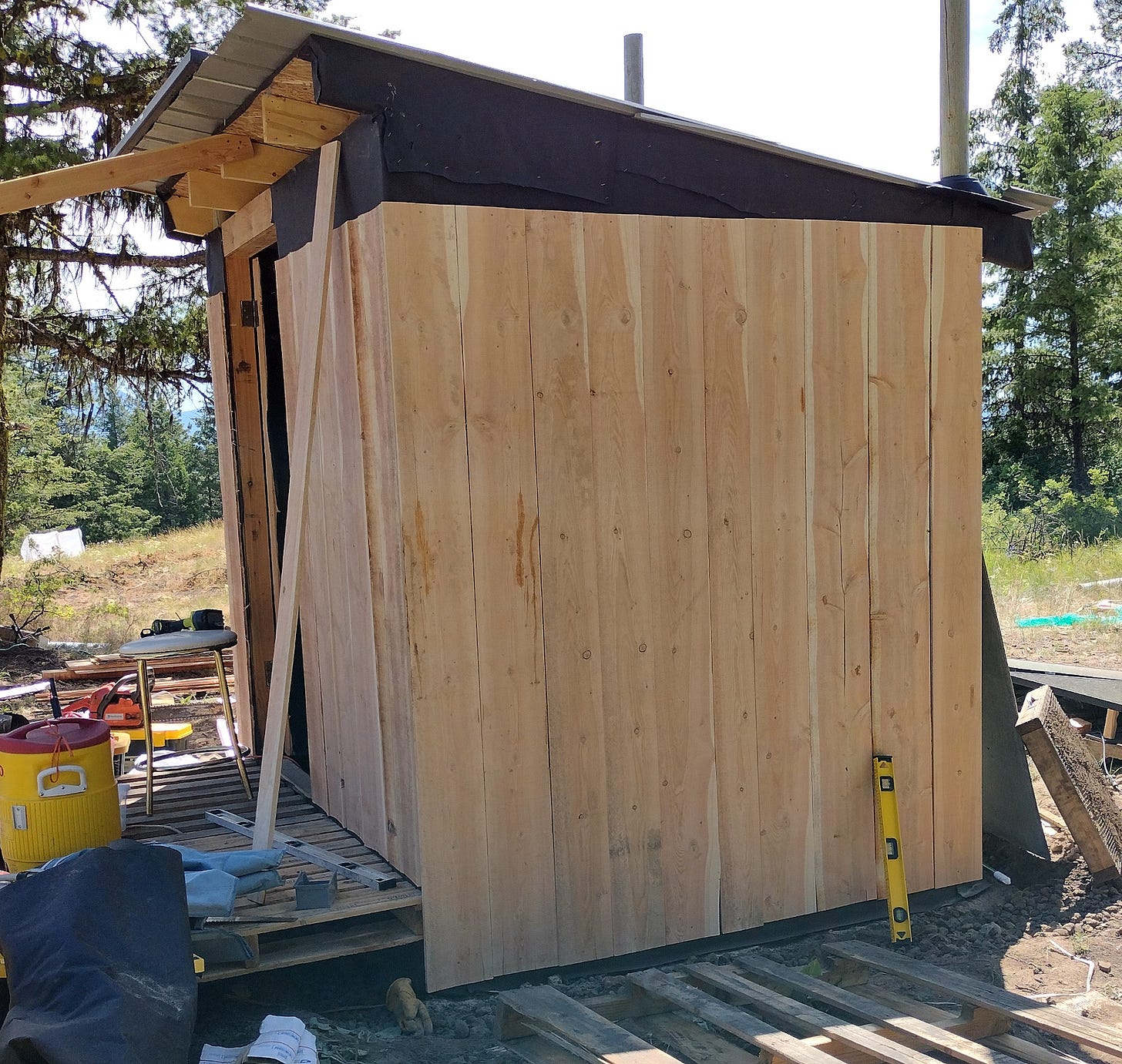 A shed under construction