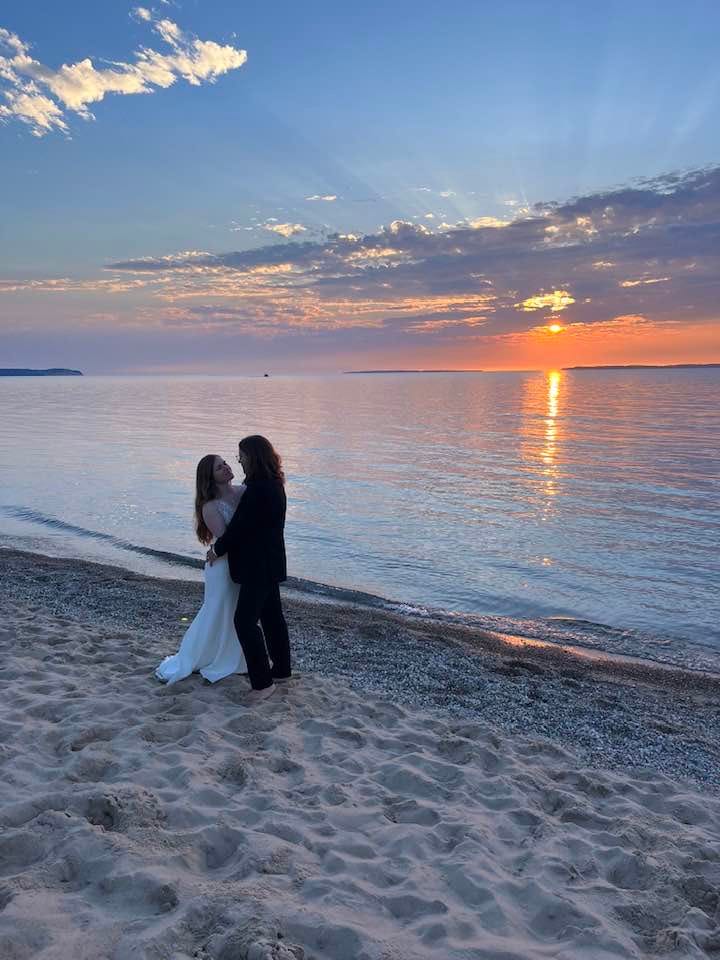 My daughter and her new husband on the beach after their wedding.