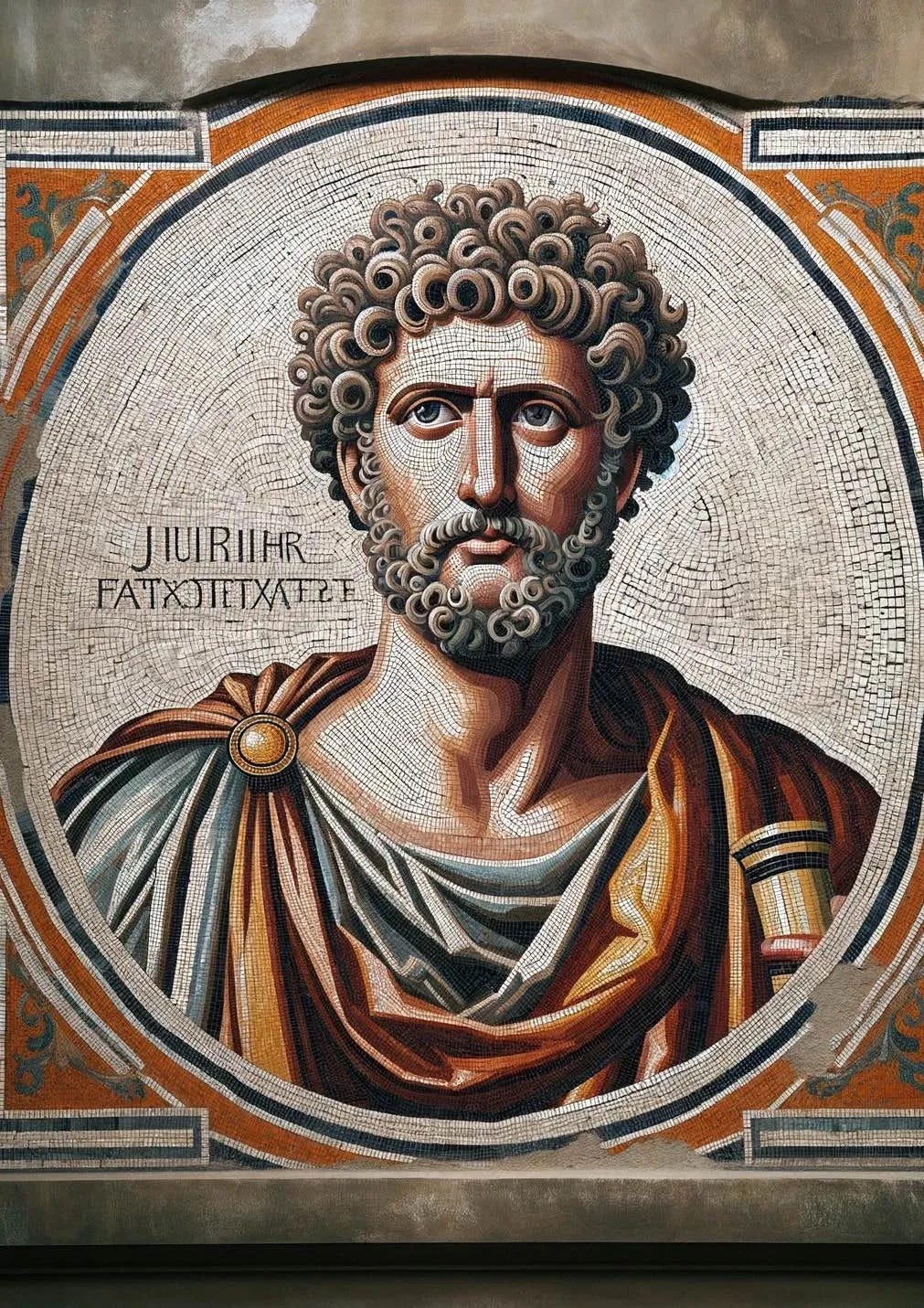 A DALL-E generated mosaic image of Emperor Julian