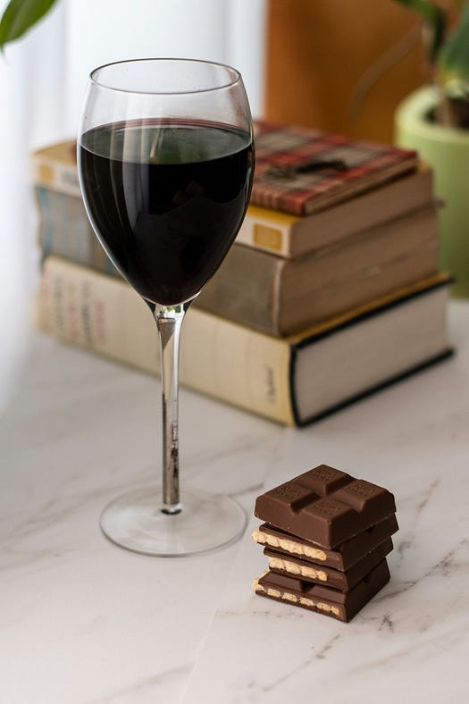 Books, wine and chocolate for a Friday celebration