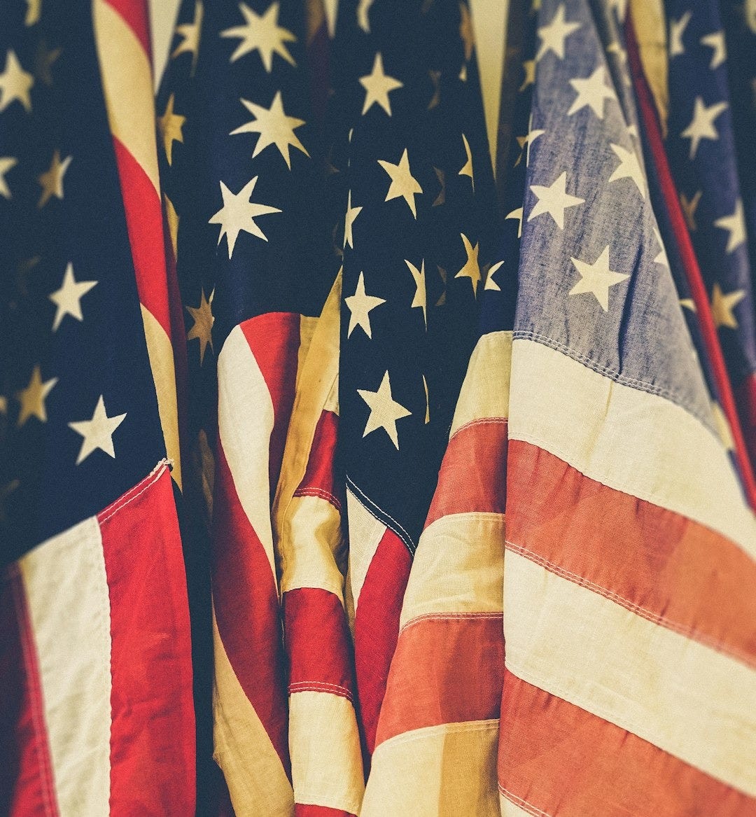closeup photo of United States of America flag