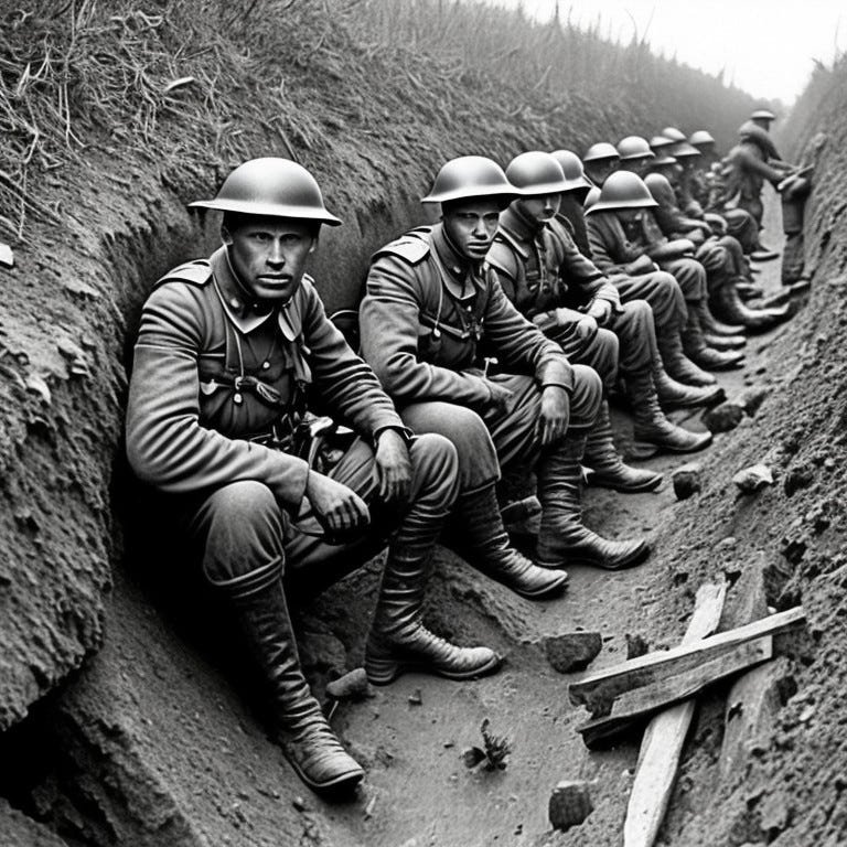 german soldiers in wwi in a trench, western front, world war i, great war, deutsche soldater, erster weltkrieg, westfronten