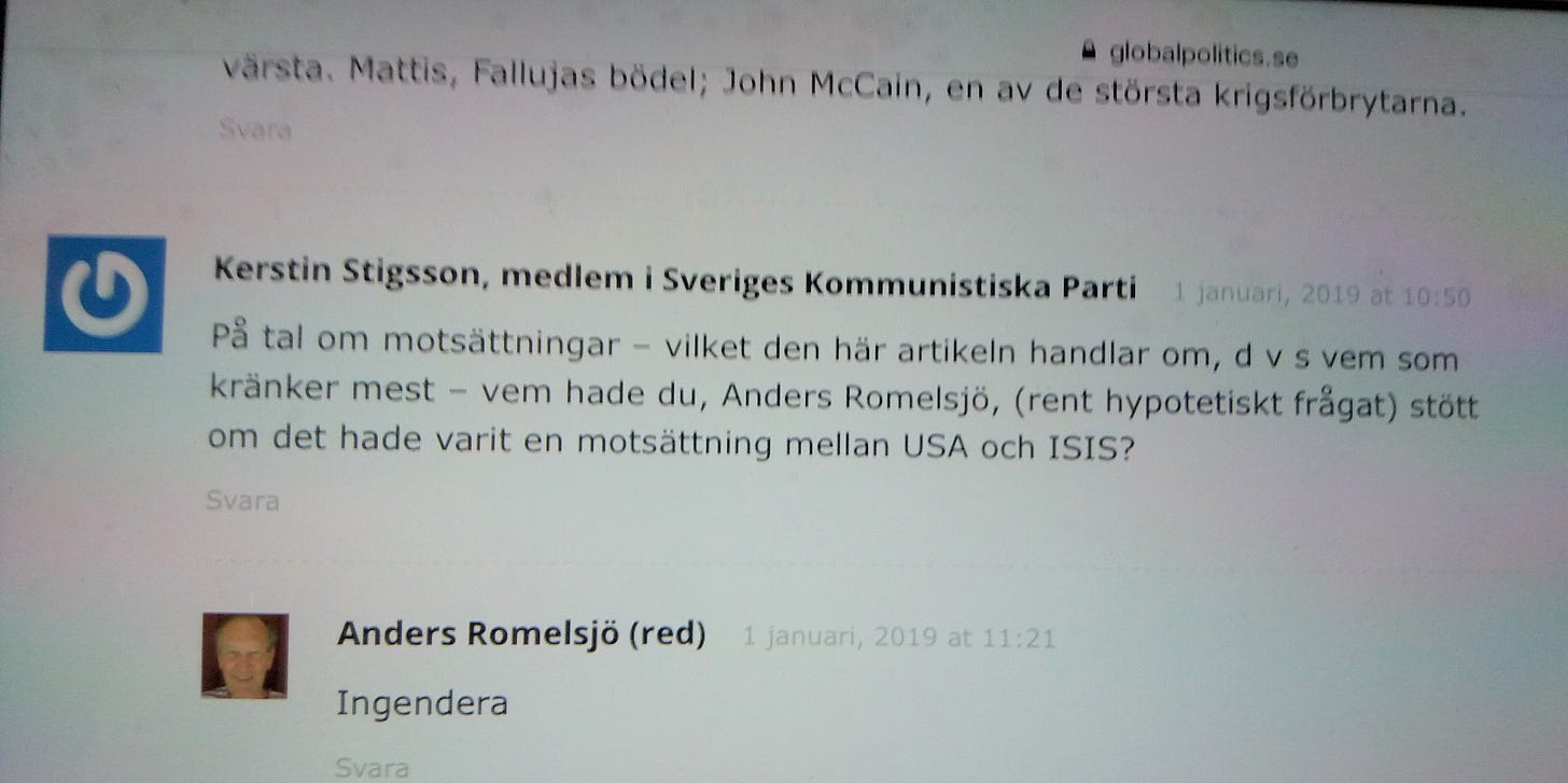 Dr Rommel anser att USA o IS är lika goda kålsupare