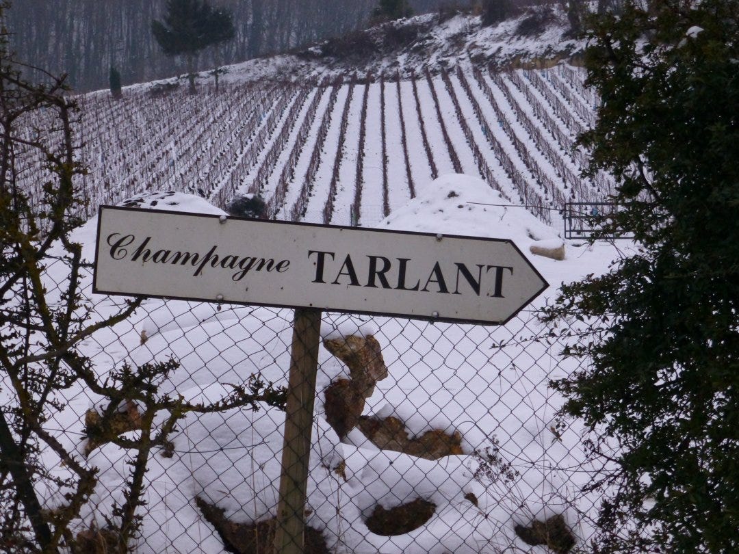 This way to Champagne Tarlant (signpost)