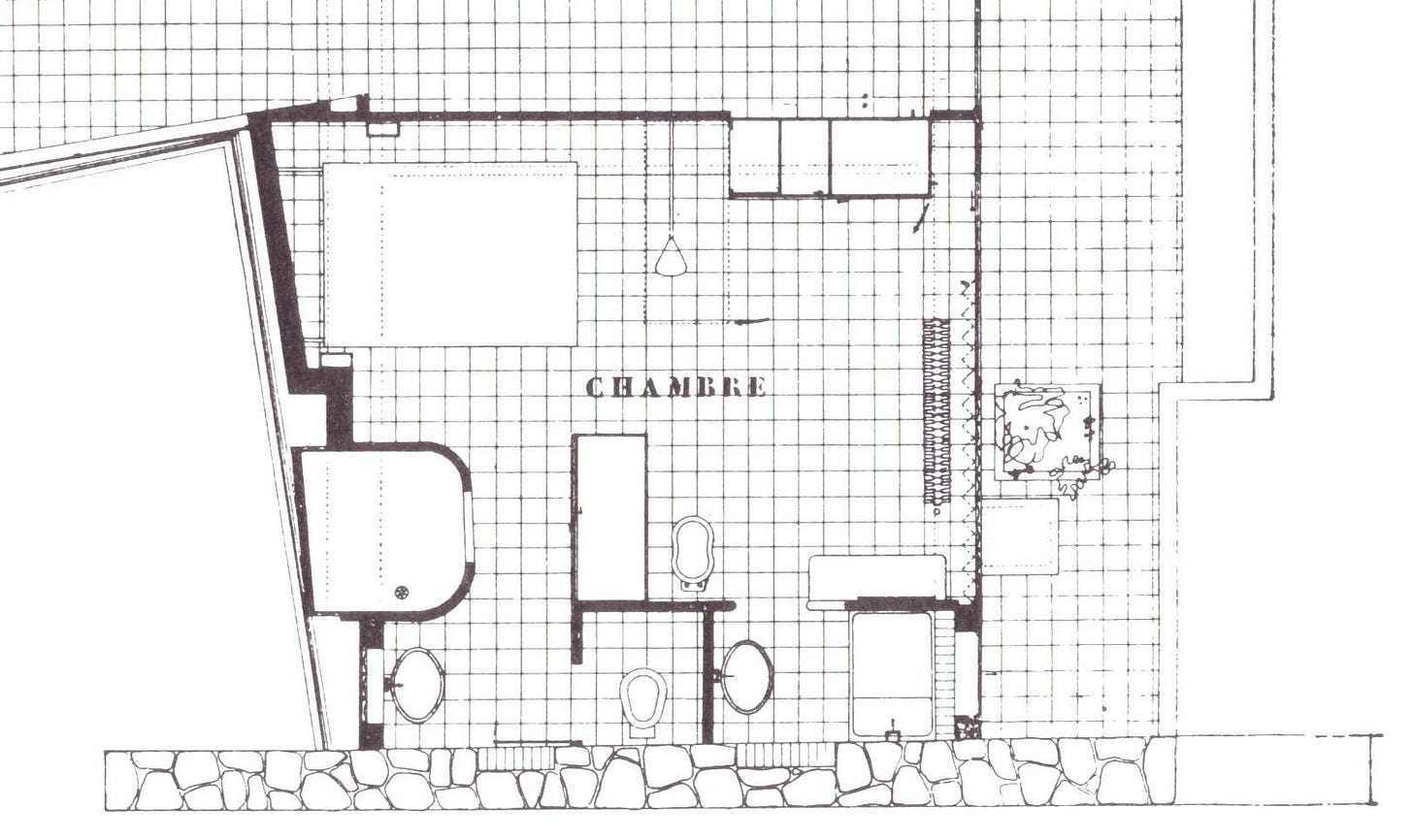 Bedroom and bath in Le Corbusier's apartment