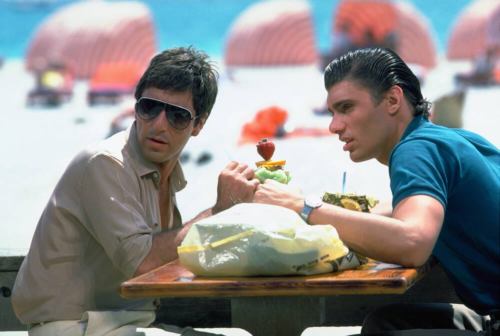 Al Pacino & Steven Bauer as Tony Montana & Manny Ribera - Scarface (1983)