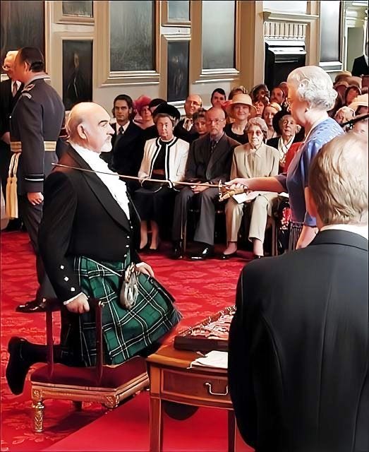 Nikolas on X: "Sir Sean Connery Being knighted By The Queen In 2000.  https://t.co/Y8blKMdgGn" / X