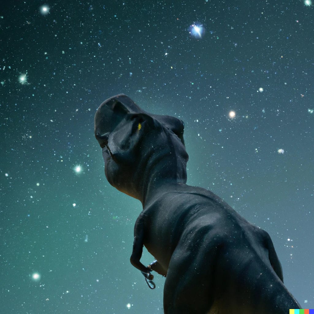 photo of a sad t-rex looking at the stars | DALL·E 2 | OpenArt