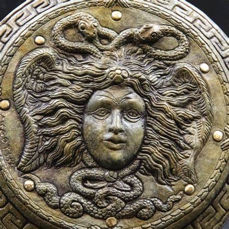 Ancient Greek Medusa Relief Sculpture Plaque, Greek Mythology Head of Monster Gorgon Medusa and ...