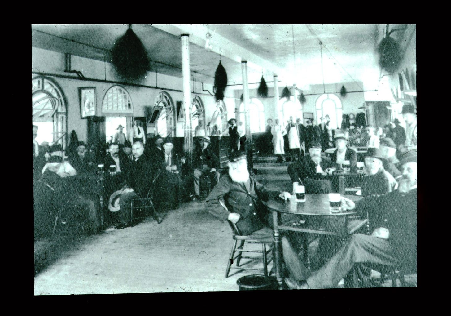 Residents drinking in the beer hall in the Western Branch-NHDVS, Leavenworth, KS, Recreation Hall (known as the “dugout”) sometime between 1898 and 1907 (VA photo)