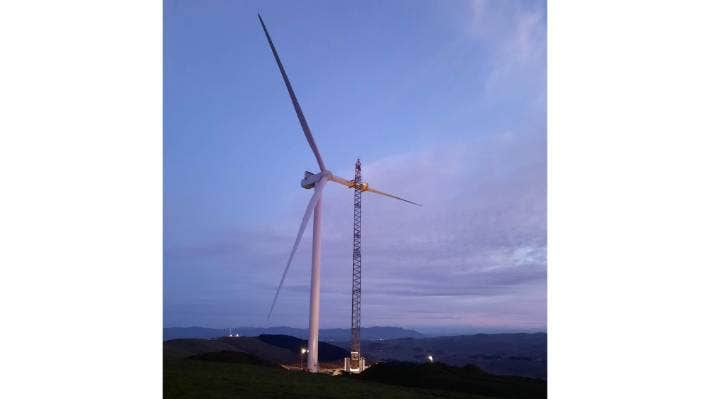 Mercury Energy has built two wind turbines at its Kaiwera Downs windfarm near Gore.