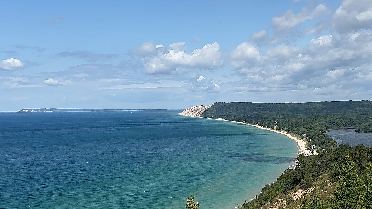 Photo of Sleeping Bear Dunes from Empire Bluffs in Empire, Michigan.